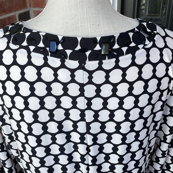 Chico’s V-Neck Straight Stretch Black and White Polka Dot Dress - Picture 6 of 9